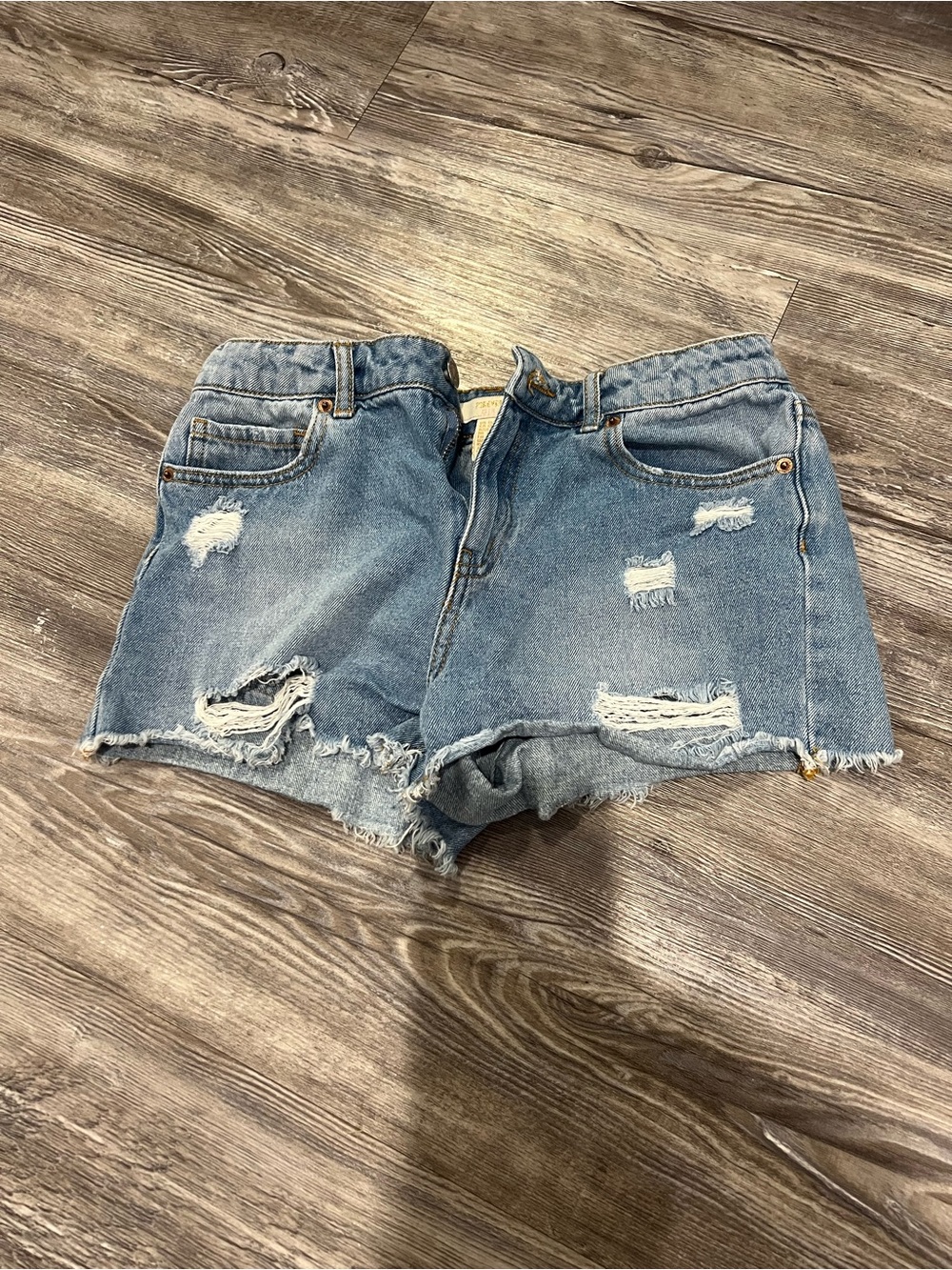 Forever 21 Distressed Denim Shorts - Light Blue